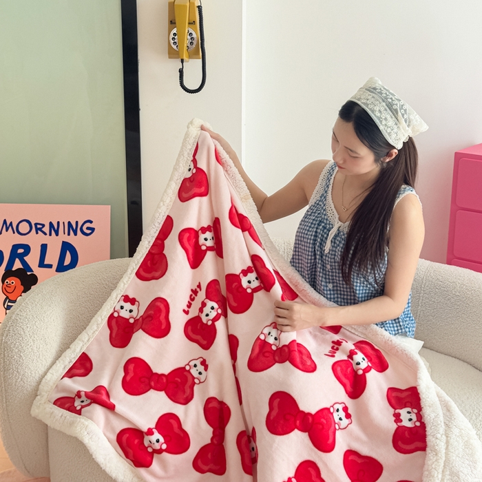 91家纺网 家纺一手货源 找家纺 温眠家纺 2025新款ins羊羔绒牛奶绒可被套休闲毯单被套-毯子图 羊-多多猫咪