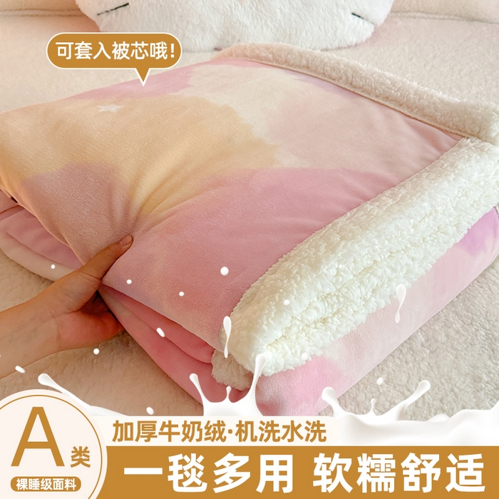 91家纺网 家纺一手货源 找家纺 （总）温眠家纺 2025新款ins羊羔绒牛奶绒可被套休闲毯单被套-毯子图