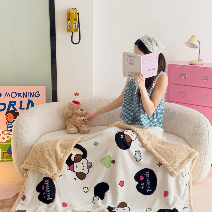 91家纺网 家纺一手货源 找家纺 （总）温眠家纺 2025新款ins羊羔绒牛奶绒可被套休闲毯单被套-毯子图