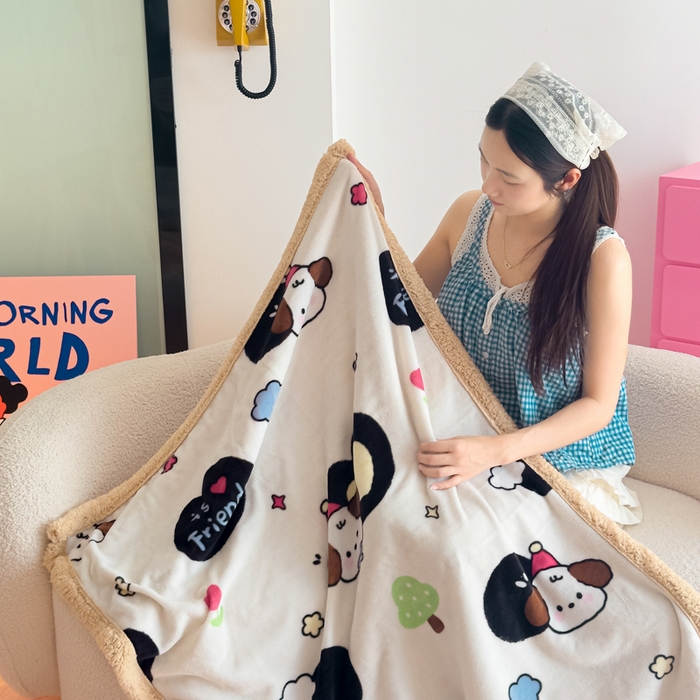 91家纺网 家纺一手货源 找家纺 （总）温眠家纺 2025新款ins羊羔绒牛奶绒可被套休闲毯单被套-毯子图