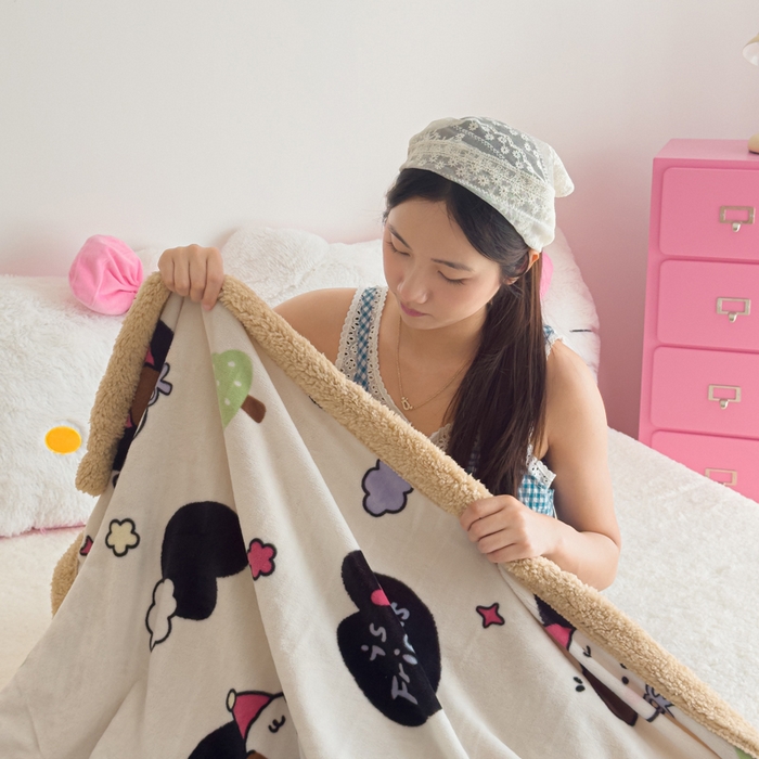 91家纺网 家纺一手货源 找家纺 （总）温眠家纺 2025新款ins羊羔绒牛奶绒可被套休闲毯单被套-毯子图