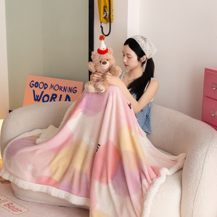 91家纺网 家纺一手货源 找家纺 温眠家纺 2025新款ins羊羔绒牛奶绒可被套休闲毯单被套-毯子图 羊-梦境