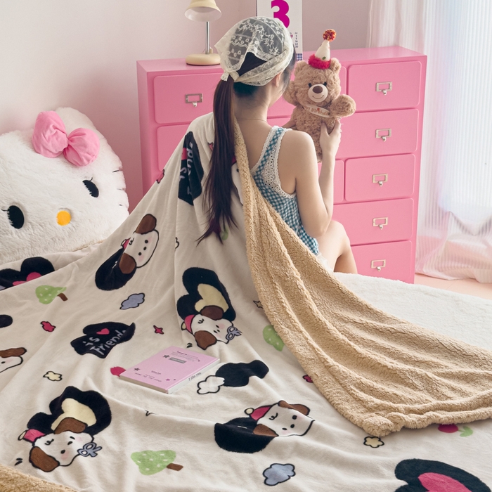 91家纺网 家纺一手货源 找家纺 （总）温眠家纺 2025新款ins羊羔绒牛奶绒可被套休闲毯单被套-毯子图