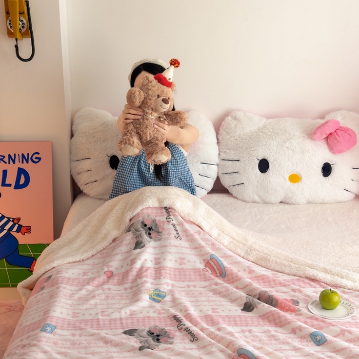 91家纺网 家纺一手货源 找家纺 温眠家纺 2025新款ins羊羔绒牛奶绒可被套休闲毯单被套-毯子图 羊-欢喜