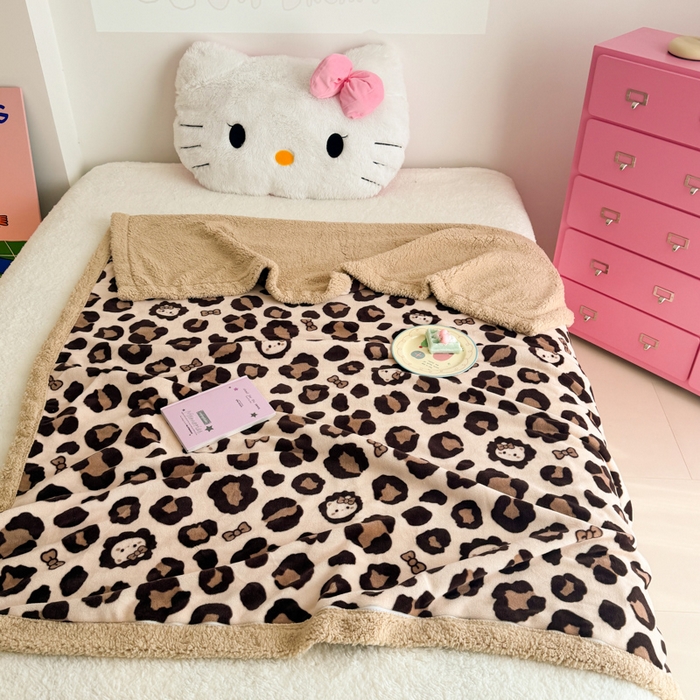 91家纺网 家纺一手货源 找家纺 温眠家纺 2025新款ins羊羔绒牛奶绒可被套休闲毯单被套-毯子图 羊-豹纹公主