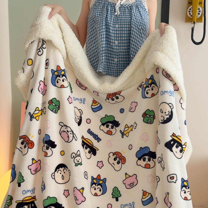 91家纺网 家纺一手货源 找家纺 温眠家纺 2025新款ins羊羔绒牛奶绒可被套休闲毯单被套-毯子图 羊-小新家族