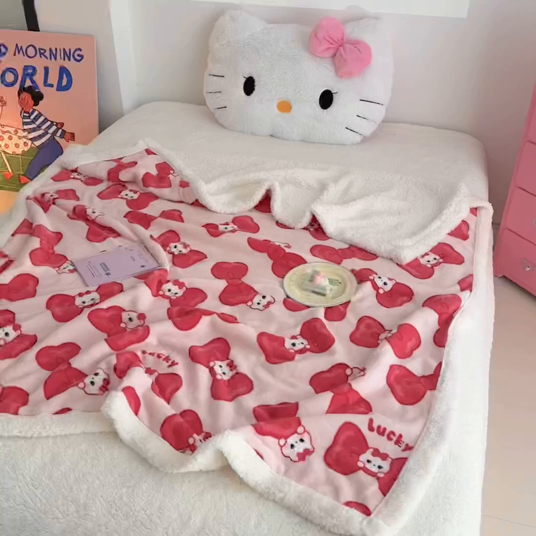 91家纺网 家纺一手货源 找家纺 温眠家纺 2025新款ins羊羔绒牛奶绒可被套休闲毯单被套-毯子图 羊-多多猫咪