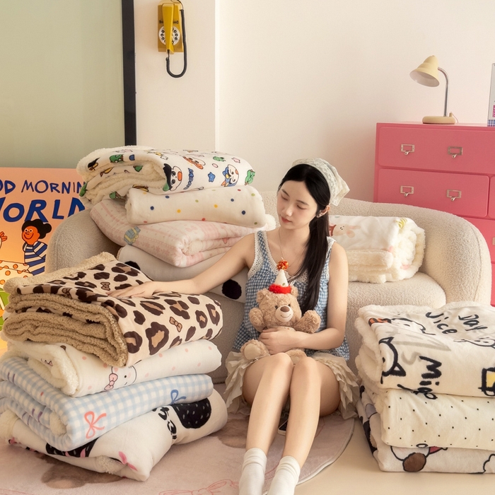 91家纺网 家纺一手货源 找家纺 温眠家纺 2025新款ins羊羔绒牛奶绒可被套休闲毯单被套-毯子图 组合