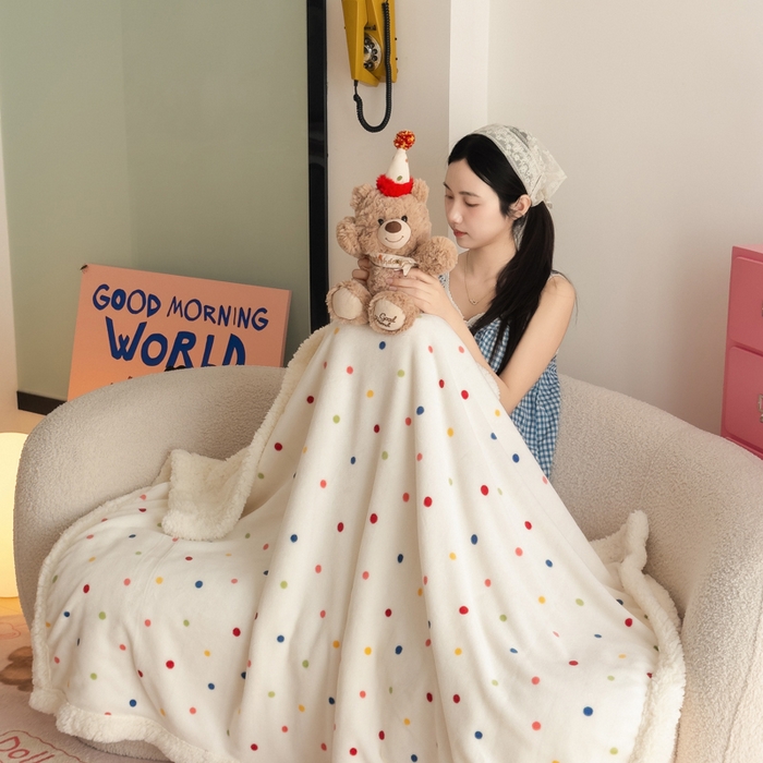 91家纺网 家纺一手货源 找家纺 温眠家纺 2025新款ins羊羔绒牛奶绒可被套休闲毯单被套-毯子图 羊-多彩