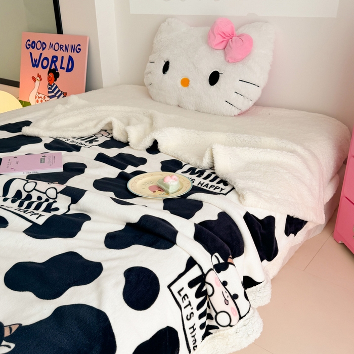 91家纺网 家纺一手货源 找家纺 温眠家纺 2025新款ins羊羔绒牛奶绒可被套休闲毯单被套-毯子图 羊-奶牛