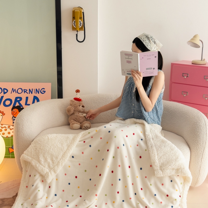 91家纺网 家纺一手货源 找家纺 温眠家纺 2025新款ins羊羔绒牛奶绒可被套休闲毯单被套-毯子图 羊-多彩