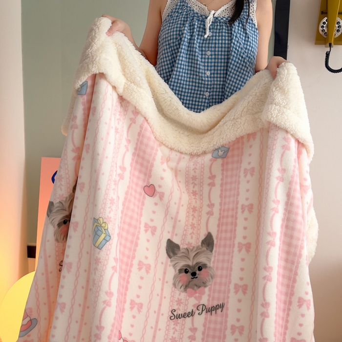 91家纺网 家纺一手货源 找家纺 温眠家纺 2025新款ins羊羔绒牛奶绒可被套休闲毯单被套-毯子图 羊-欢喜