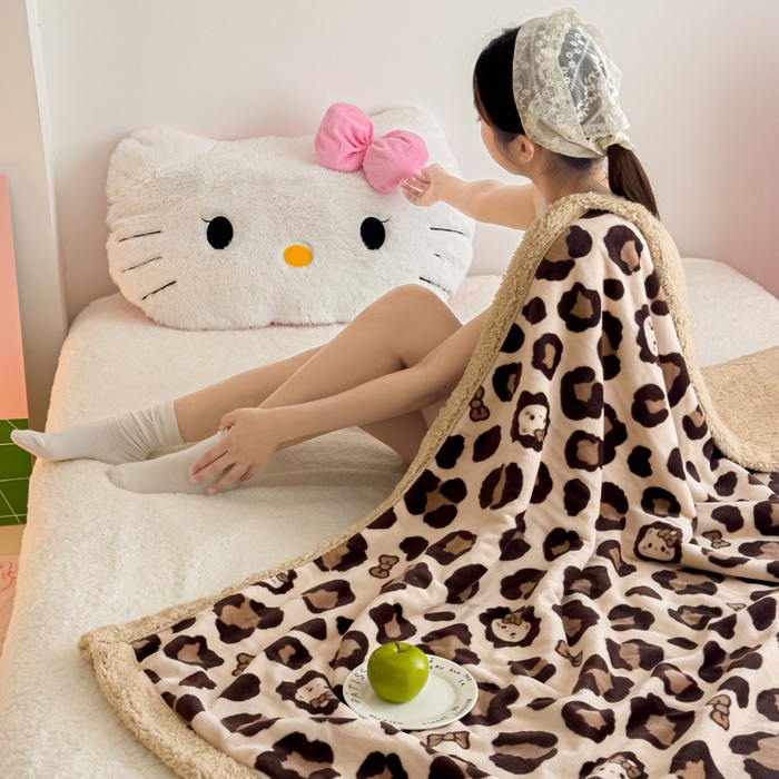 91家纺网 家纺一手货源 找家纺 温眠家纺 2025新款ins羊羔绒牛奶绒可被套休闲毯单被套-毯子图 羊-豹纹公主