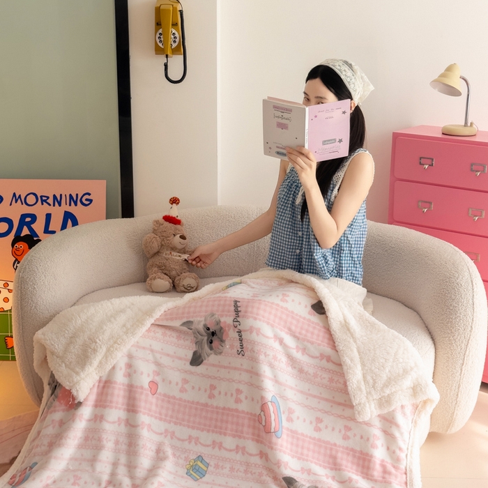 91家纺网 家纺一手货源 找家纺 温眠家纺 2025新款ins羊羔绒牛奶绒可被套休闲毯单被套-毯子图 羊-欢喜