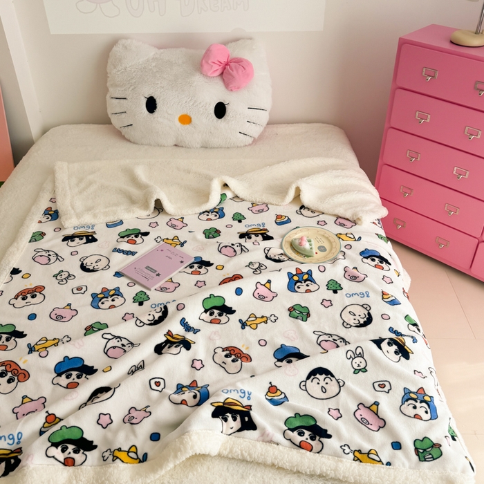 91家纺网 家纺一手货源 找家纺 温眠家纺 2025新款ins羊羔绒牛奶绒可被套休闲毯单被套-毯子图 羊-小新家族