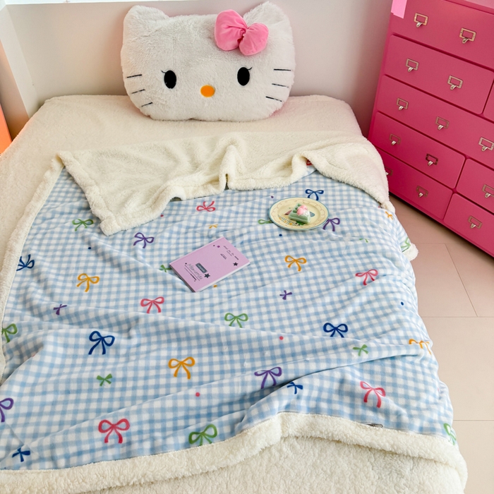 91家纺网 家纺一手货源 找家纺 温眠家纺 2025新款ins羊羔绒牛奶绒可被套休闲毯单被套-毯子图 羊-彩色物语蓝