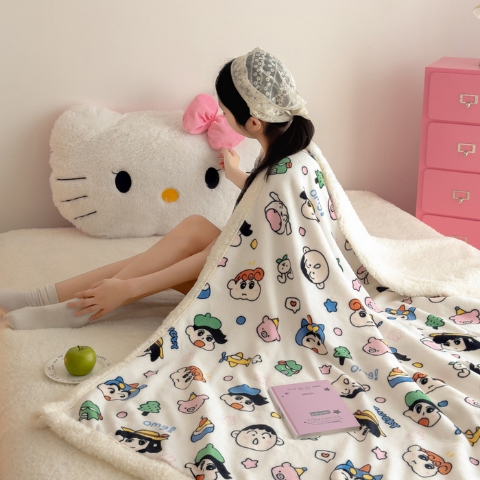 91家纺网 家纺一手货源 找家纺 温眠家纺 2025新款ins羊羔绒牛奶绒可被套休闲毯单被套-毯子图 羊-小新家族