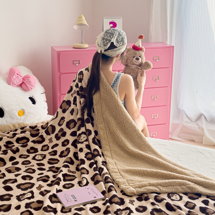 91家纺网 家纺一手货源 找家纺 温眠家纺 2025新款ins羊羔绒牛奶绒可被套休闲毯单被套-毯子图 羊-豹纹公主