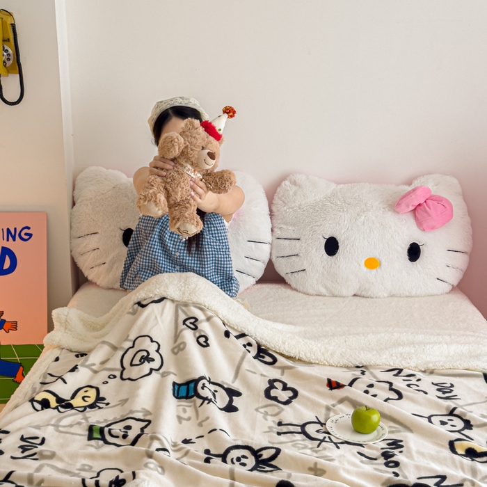 91家纺网 家纺一手货源 找家纺 温眠家纺 2025新款ins羊羔绒牛奶绒可被套休闲毯单被套-毯子图 羊-几何世界