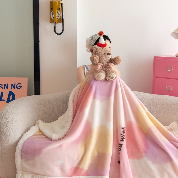 91家纺网 家纺一手货源 找家纺 温眠家纺 2025新款ins羊羔绒牛奶绒可被套休闲毯单被套-毯子图 羊-梦境