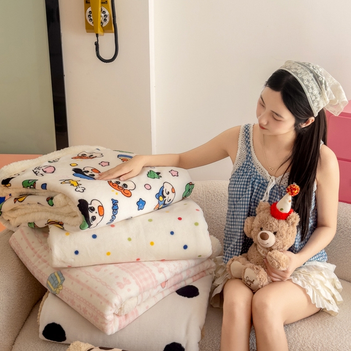 91家纺网 家纺一手货源 找家纺 温眠家纺 2025新款ins羊羔绒牛奶绒可被套休闲毯单被套-毯子图 组合