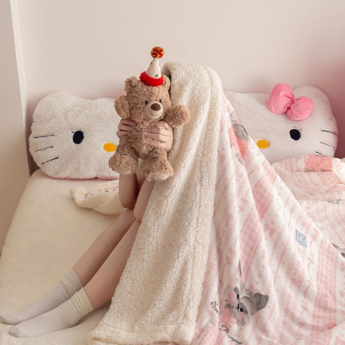 91家纺网 家纺一手货源 找家纺 温眠家纺 2025新款ins羊羔绒牛奶绒可被套休闲毯单被套-毯子图 羊-欢喜