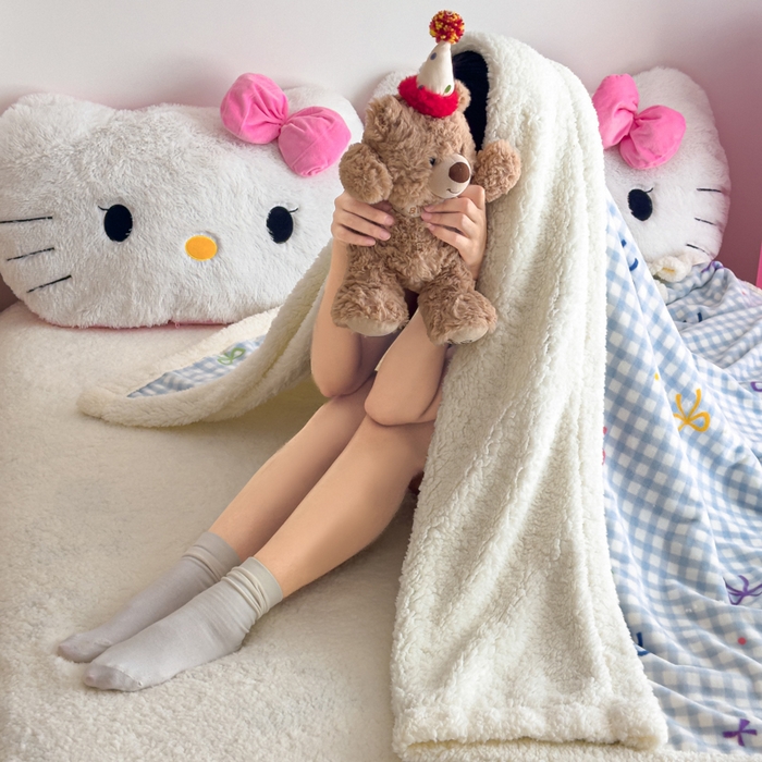 91家纺网 家纺一手货源 找家纺 温眠家纺 2025新款ins羊羔绒牛奶绒可被套休闲毯单被套-毯子图 羊-彩色物语蓝