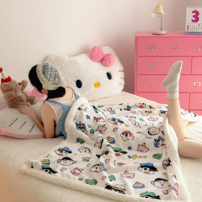 91家纺网 家纺一手货源 找家纺 温眠家纺 2025新款ins羊羔绒牛奶绒可被套休闲毯单被套-毯子图 羊-小新家族