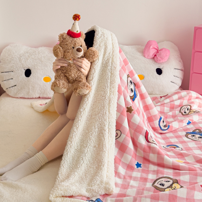 91家纺网 家纺一手货源 找家纺 温眠家纺 2025新款ins羊羔绒牛奶绒可被套休闲毯单被套-毯子图 羊-格子布布