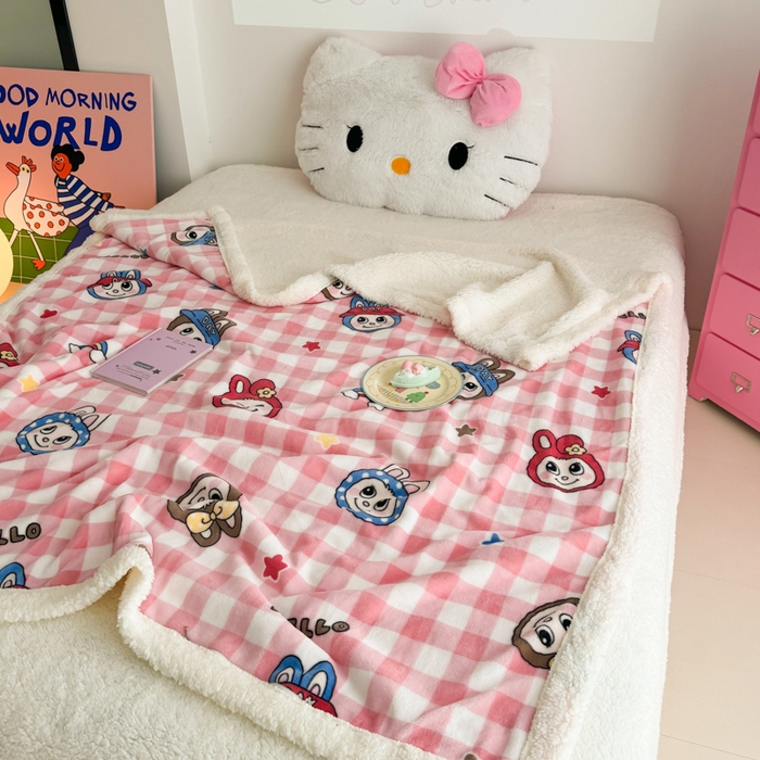 91家纺网 家纺一手货源 找家纺 温眠家纺 2025新款ins羊羔绒牛奶绒可被套休闲毯单被套-毯子图 羊-格子布布