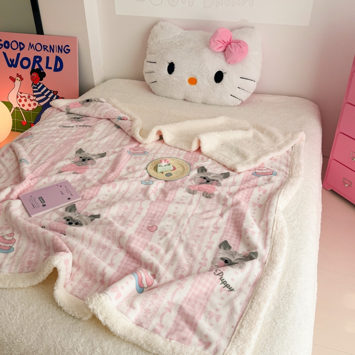 91家纺网 家纺一手货源 找家纺 温眠家纺 2025新款ins羊羔绒牛奶绒可被套休闲毯单被套-毯子图 羊-欢喜