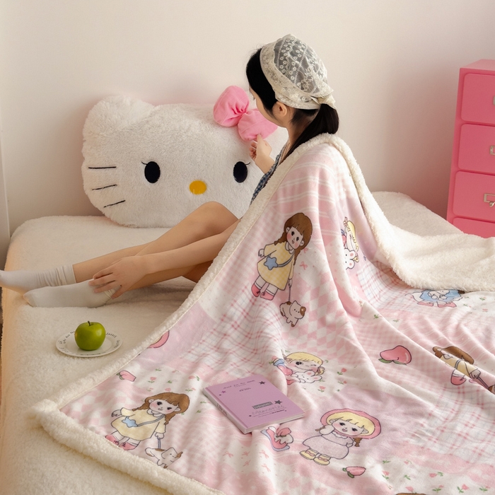 91家纺网 家纺一手货源 找家纺 温眠家纺 2025新款ins羊羔绒牛奶绒可被套休闲毯单被套-毯子图 羊-米兜