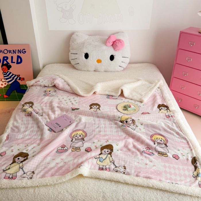 91家纺网 家纺一手货源 找家纺 温眠家纺 2025新款ins羊羔绒牛奶绒可被套休闲毯单被套-毯子图 羊-米兜