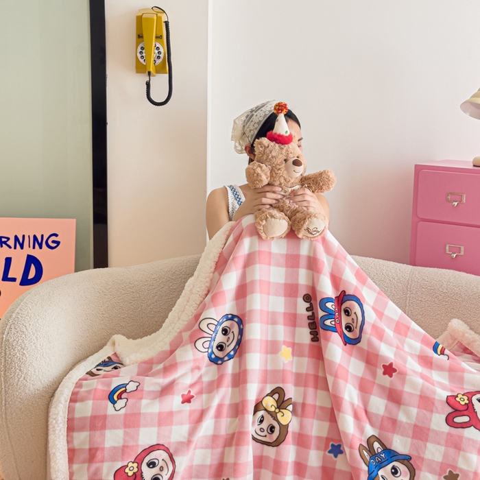 91家纺网 家纺一手货源 找家纺 温眠家纺 2025新款ins羊羔绒牛奶绒可被套休闲毯单被套-毯子图 羊-格子布布