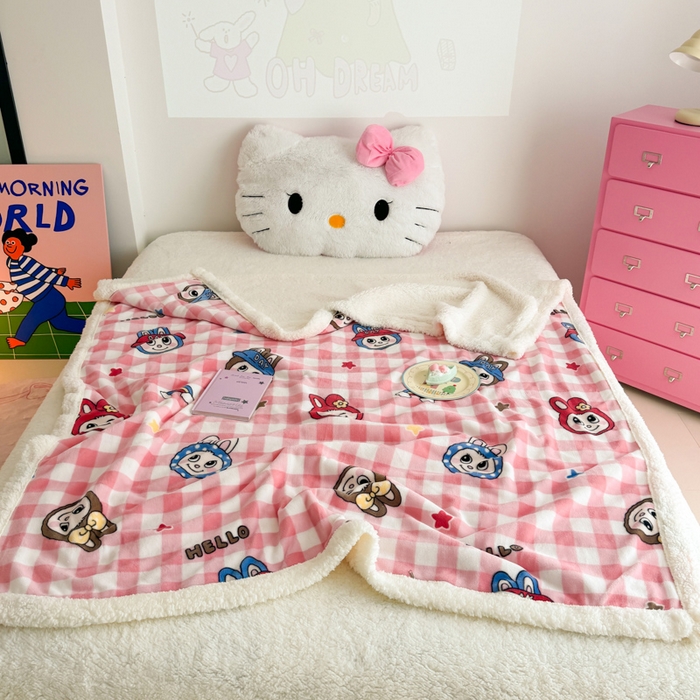 91家纺网 家纺一手货源 找家纺 温眠家纺 2025新款ins羊羔绒牛奶绒可被套休闲毯单被套-毯子图 羊-格子布布