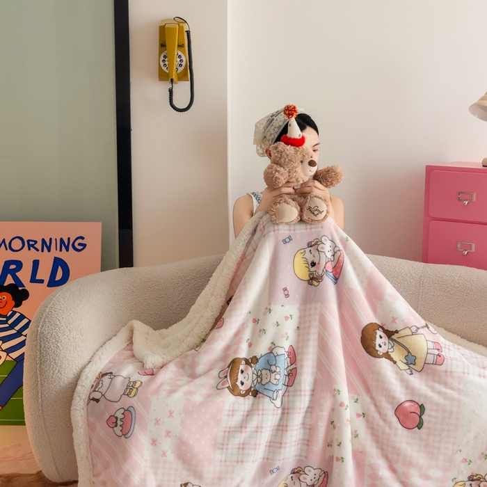 91家纺网 家纺一手货源 找家纺 温眠家纺 2025新款ins羊羔绒牛奶绒可被套休闲毯单被套-毯子图 羊-米兜