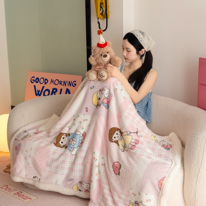 91家纺网 家纺一手货源 找家纺 温眠家纺 2025新款ins羊羔绒牛奶绒可被套休闲毯单被套-毯子图 羊-米兜