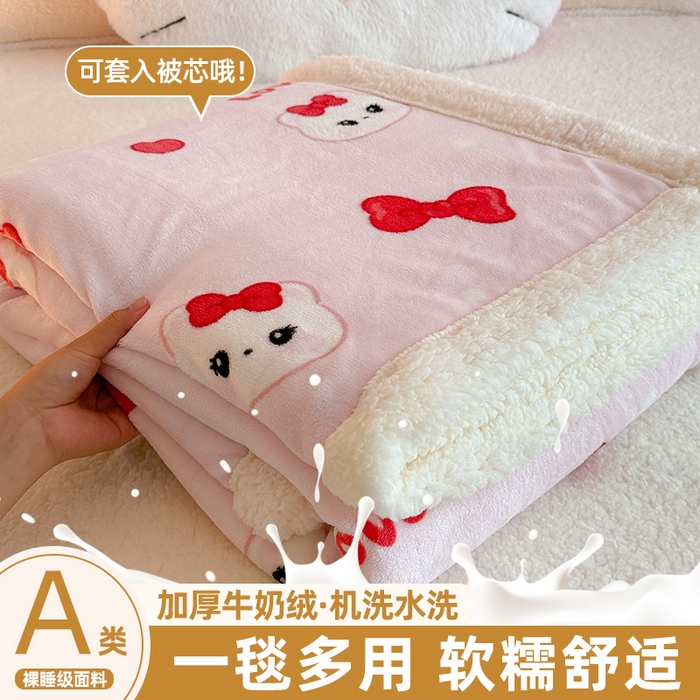 91家纺网 家纺一手货源 找家纺 （总）温眠家纺 2025新款ins羊羔绒牛奶绒可被套休闲毯单被套-毯子图