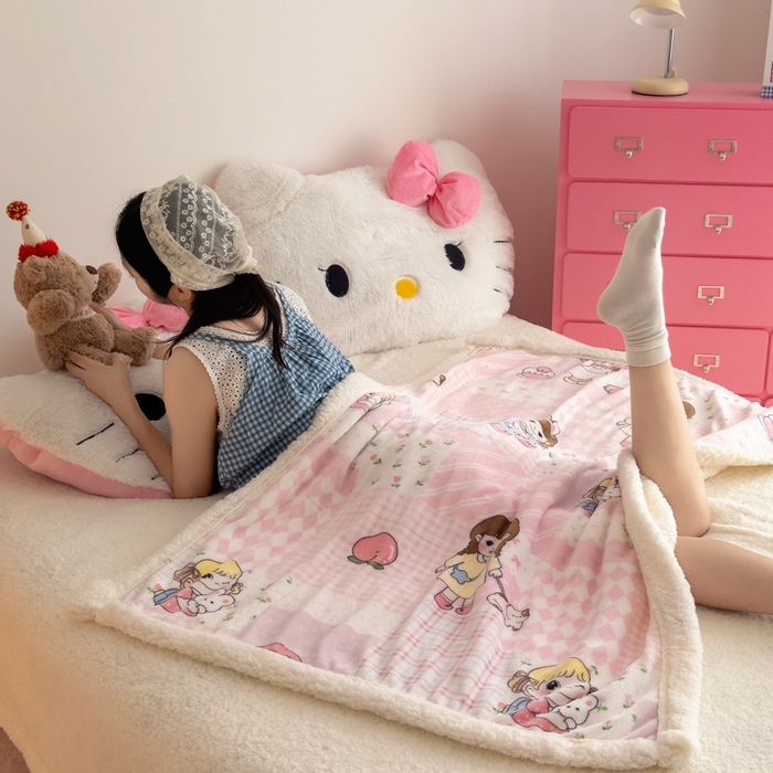 91家纺网 家纺一手货源 找家纺 温眠家纺 2025新款ins羊羔绒牛奶绒可被套休闲毯单被套-毯子图 羊-米兜