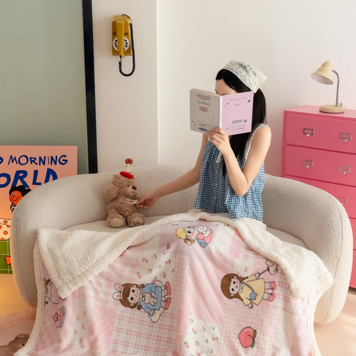 91家纺网 家纺一手货源 找家纺 温眠家纺 2025新款ins羊羔绒牛奶绒可被套休闲毯单被套-毯子图 羊-米兜