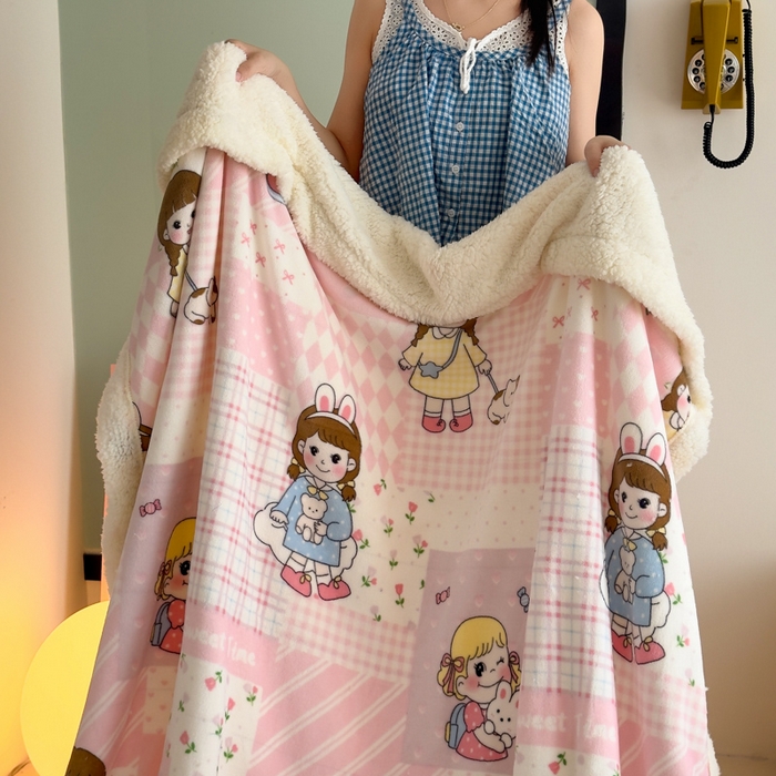 91家纺网 家纺一手货源 找家纺 温眠家纺 2025新款ins羊羔绒牛奶绒可被套休闲毯单被套-毯子图 羊-米兜