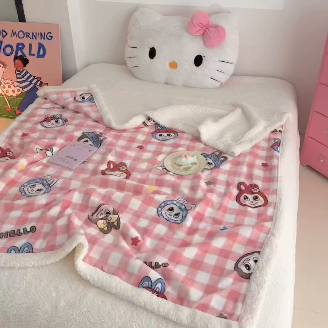 91家纺网 家纺一手货源 找家纺 温眠家纺 2025新款ins羊羔绒牛奶绒可被套休闲毯单被套-毯子图 羊-格子布布