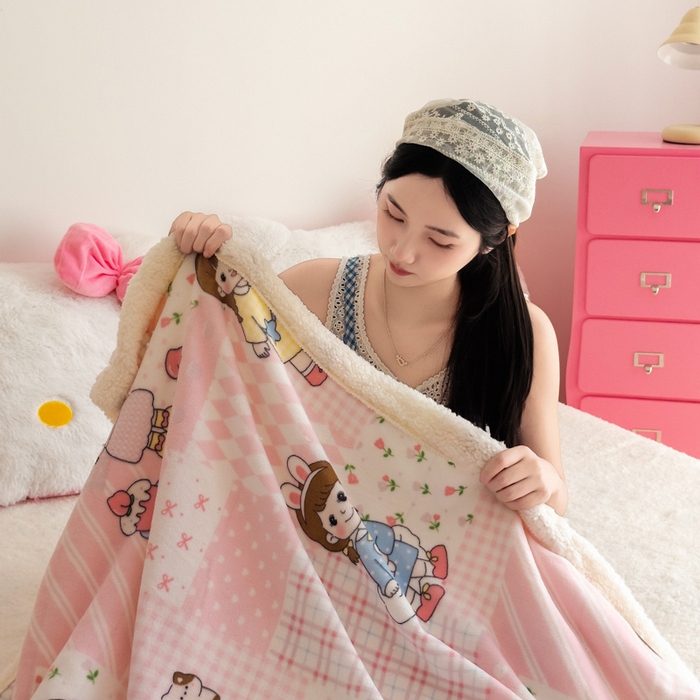 91家纺网 家纺一手货源 找家纺 温眠家纺 2025新款ins羊羔绒牛奶绒可被套休闲毯单被套-毯子图 羊-米兜