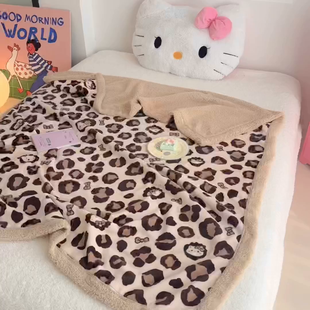 91家纺网 家纺一手货源 找家纺 温眠家纺 2025新款ins羊羔绒牛奶绒可被套休闲毯单被套-毯子图 羊-豹纹公主