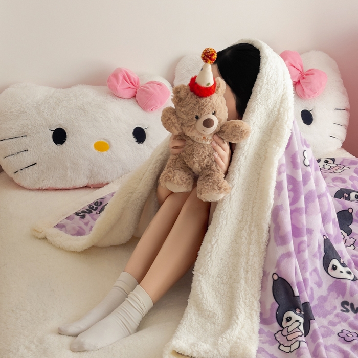 91家纺网 家纺一手货源 找家纺 温眠家纺 2025新款ins羊羔绒牛奶绒可被套休闲毯单被套-毯子图 羊-淘气