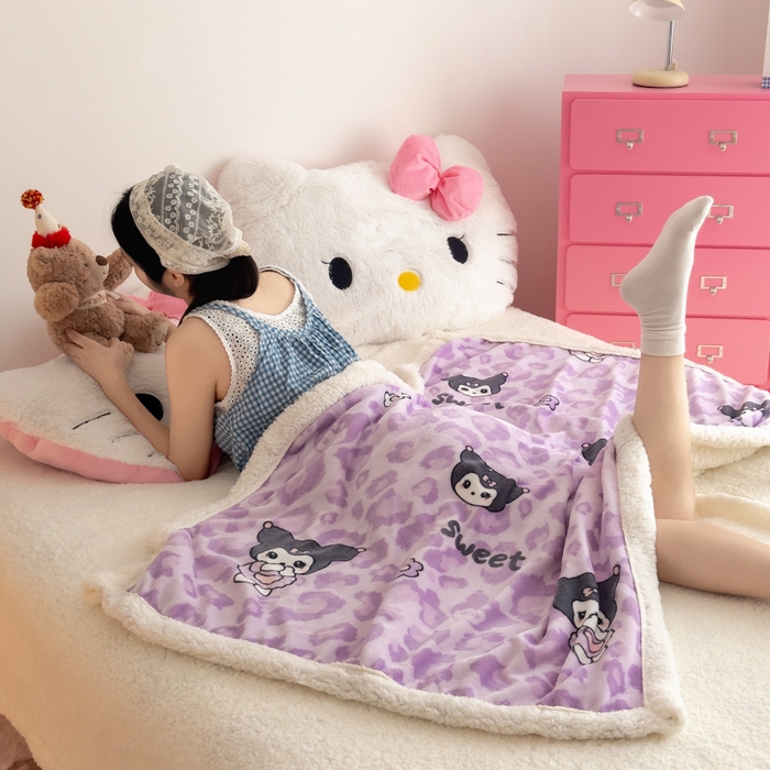 91家纺网 家纺一手货源 找家纺 温眠家纺 2025新款ins羊羔绒牛奶绒可被套休闲毯单被套-毯子图 羊-淘气