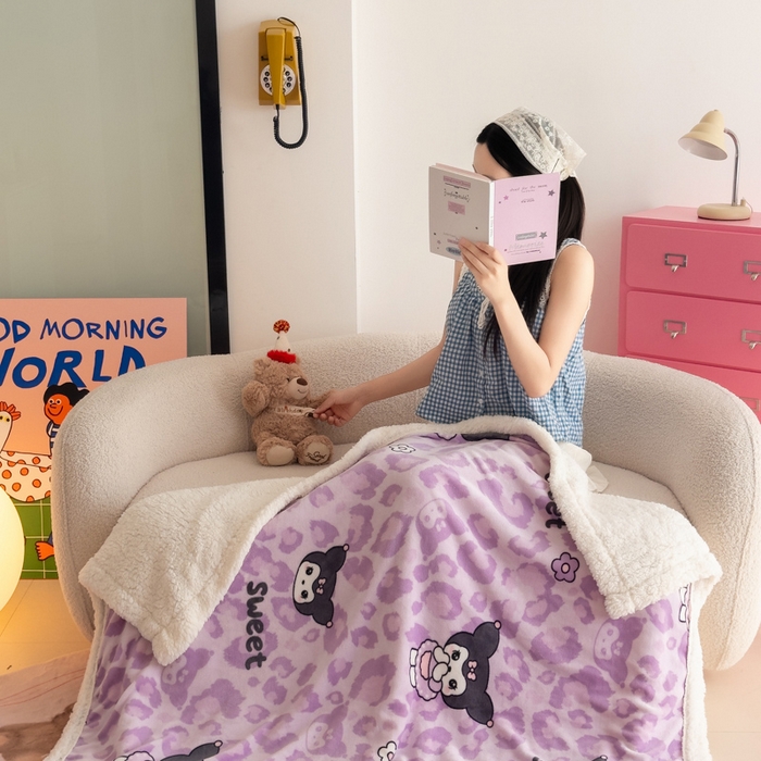 91家纺网 家纺一手货源 找家纺 温眠家纺 2025新款ins羊羔绒牛奶绒可被套休闲毯单被套-毯子图 羊-淘气