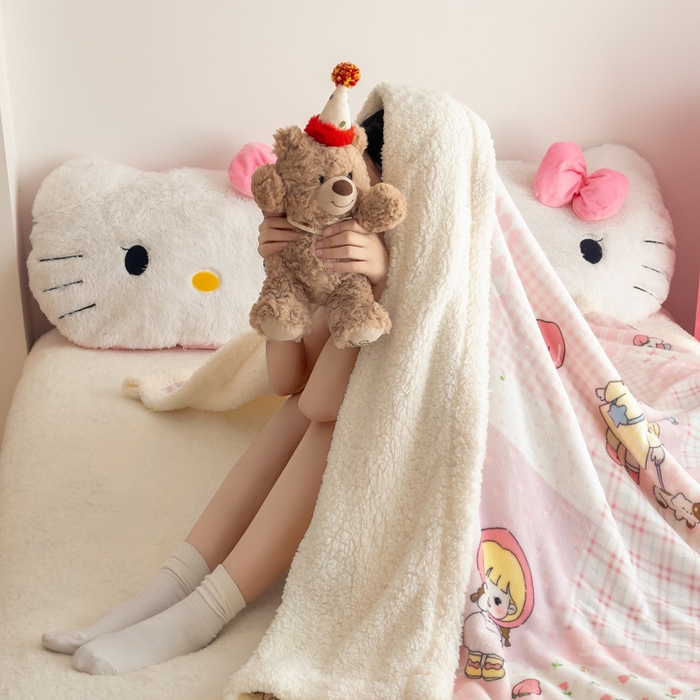 91家纺网 家纺一手货源 找家纺 温眠家纺 2025新款ins羊羔绒牛奶绒可被套休闲毯单被套-毯子图 羊-米兜