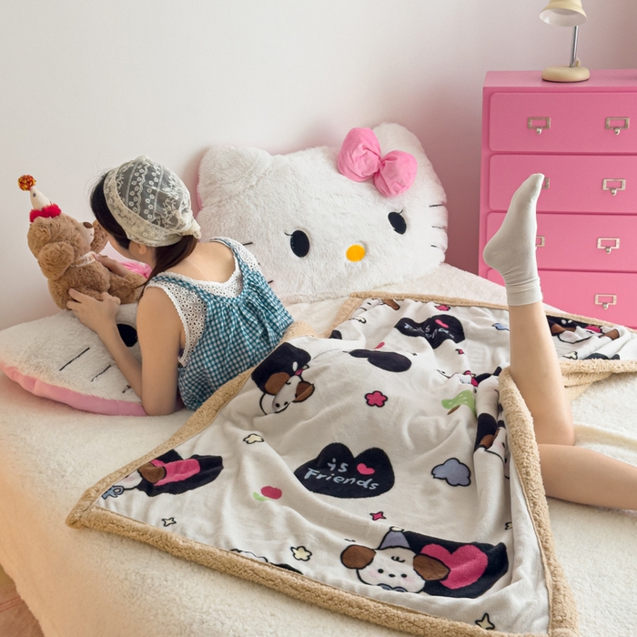 91家纺网 家纺一手货源 找家纺 （总）温眠家纺 2025新款ins羊羔绒牛奶绒可被套休闲毯单被套-毯子图