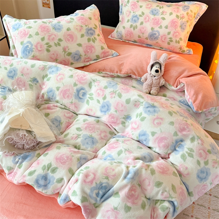 91家纺网 家纺一手货源 找家纺 温眠家纺 2025新款加厚牛奶绒四件套跑量款 白月光